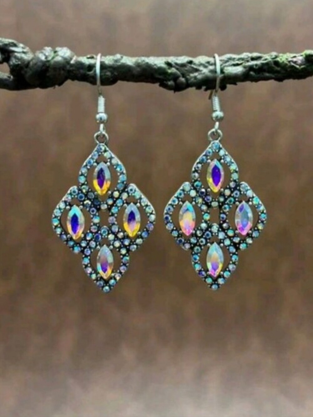 Rhinestone Holographic Dangle Earrings